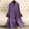 Casaco longo de lã dupla face para mulheres, estilo britânico outono e inverno, comprimento nos joelhos, casual, minimalista, casaco longo de lã dupla face, casaco longo para mulheres