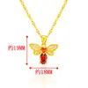 Colgante de imitación de oro de 24 quilates con incrustaciones de gemas de circonita de colores para mujer, joyería de oro con arena de turmalina roja viva de moda al por mayor