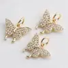 Pingente Borboleta Banhado a Ouro 14K Cor Duradoura Micro-Incustado Zircônia Acessórios para Pulseira DIY Colar Acessórios para Joias Charms para Brincos