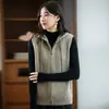 Moda Outono e Inverno Feminina Colete de Lã com Capuz Sem Mangas Quente Outer Zíper Cardigan Jaqueta de Lã Tricotada Colete