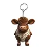 Chaveiro Redondo de Acrílico 2D Transfronteiriço Pingente de Vaca das Terras Altas Desenho Animado Criativo