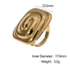 Anel Retangular com Rosca em Aço Inoxidável Estilo Ins Transfronteiriço Europeu e Americano para Mulheres Banhado a Ouro 18K Luxo Acessível Titânio Inoxidável Joia de Mão