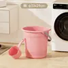 Juego de Cubo de Agua para el Hogar, Lavabo, Cucharón de Agua, Cubo de Plástico Engrosado, Gran Capacidad, Uso Doméstico, Set de Tres Piezas para Baño en Dormitorio de Estudiantes