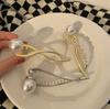 Pinza Exquisita de Perlas de 8 Caracteres para Peinado de Fiesta, Pasador, Cabeza de Bola, Disco para Parte Trasera de la Cabeza, Artefacto para el Cabello, Pinza para Mujeres