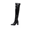 Botas longas sexy, estilo europeu e americano, bico fino, salto grosso, botas femininas acima do joelho, botas de tamanho grande, transfronteiriço 168-13
