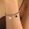 Pulseira geométrica simples estilo ins europeu e americano, pulseira de urso de desenho animado, pulseira de corrente de metal estilo frio e elegante