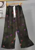 Calça de pijama feminina de algodão verão fina estampada casual perna larga mulheres grávidas podem usar fora do comércio exterior calças plus size