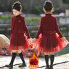 Conjunto de vestido para meninas 2026 novo modelo estiloso para crianças maiores, vestido de princesa com forro de fleece, vestido elegante de tule infantil, roupa de Ano Novo