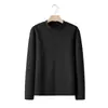 Camiseta de manga larga con forro polar para hombre, camiseta interior de otoño e invierno para hombre, top cálido de doble cara con forro polar, al por mayor