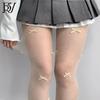 Calcetines de Belleza para la Piel con Lazo de Diamante Flash Estilo Lolita para Niña, Medias Base de Corte Arbitrario, Medias de Seda Blanca Pura Estilo Ballet