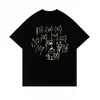 Camiseta de manga corta de seda de leche para hombre y mujer, estilo popular de verano, holgada, casual, versátil, con estampado de gato, adecuada para parejas