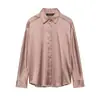 Exportación Transfronteriza Ropa de Mujer Estilo Europeo y Americano Za Aliexpress Popular Elegante Versátil Textura de Satén de Seda Blusa Descubierta
