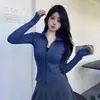 Jaqueta Cardigan com Zíper Fitness de Secagem Rápida Feminina para Yoga Corrida Esportes Manga Longa Alta Elasticidade Slim Fit Roupa Esportiva para Exterior
