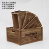 Caja de Almacenamiento Exterior Caja con Marco de Madera Frutal Caja de Almacenamiento Caja de Madera para Supermercado Caja de Madera Retro Caja de Madera Rectangular Decoración Shi Huai