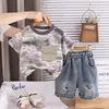 Conjunto de Verano para Niños 2026 Estilo Nuevo Ropa de Verano Infantil Estampado de Letras Cuello Redondo Manga Corta Conjunto de Dos Piezas Ropa Casual para Bebé Moderno