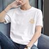 Fábrica atacado leão estampado manga curta homens 2024 verão novo pescoço redondo casual cor sólida top camiseta