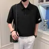 Moda Media Cremallera Manga Corta Diseño para Hombre Nicho Camisa Camiseta Trendy Marca Moda Top Manga Media Camisa Polo