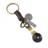 Popular llavero de metal retro con forma de cuchara y cordón de cuero, llavero creativo y personalizado, pequeño regalo para parejas