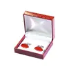 Caja Roja para Gemelos, Caja de Regalo de Terciopelo de Alta Gama, Caja de Empaque para Pendientes, Caja de Almacenamiento de Joyería con Tapa abatible y Patrón de Cocodrilo