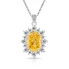 Colar de Ovo de Pombo Oversized com Pingente de Girassol de Diamante de Alto Carbono Deslumbrante, Corte Flor de Gelo de Pedra Preciosa Mais Vendido em Live-Stream, Disponível para Dropshipping