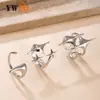 Joyería Europea y Americana de Nuevo Estilo Diseño de Nicho Anillo de Acero Inoxidable Estrella de Cuatro Puntas Prensado al Aceite Anillo de Acero de Titanio Simple Versátil Abierto