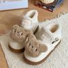 Botas de Nieve Cálidas de Felpa con Forma de Oso Estilo Universitario Coreano para Mujer, Zapatos de Algodón Retro Tendencia Estilo Coreano