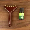 Peine de Belleza Redondo Imitación Cuerno de Carnero Palo de Masaje Meridianos de Sándalo para Cara y Cuello