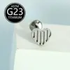 Joia para Piercing em Forma de Coração de Liga de Titânio ASTM-F136, Fashionável, Luxo Leve, Sensação de Alta Qualidade, Haste de Rosca Interna, Stud para Lábio, Piercing de Hélice