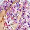 Venta al por mayor en vivo de TikTok, joyería de uñas moradas mixtas, estilo fresco para niñas, decoración de armadura