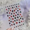 Adesivos de Unha Trevo de Quatro Folhas Minimalistas e Sofisticados, Item Quente de Celebridade da Internet, Adesivos de Unha Metálicos Vermelho e Preto Perolados de Luxo de Alta Qualidade