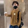 Camisa de base de veludo infantil outono e inverno meninos e meninas camiseta meia gola alta média e grande infantil forrado de lã desenho animado quente estampado top