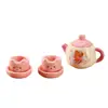 Mini conjunto de chá com tampa em formato de coração e padrão de urso, xícara de chá com orelhas de gato de desenho animado, decoração requintada para mesa em estilo de cura