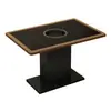 Mesa para Fondue de Piedra Sinterizada y Madera Maciza con Placa de Inducción Integrada Estilo Montaña Salvaje Mesa de Barbacoa sin Humo Comercial Mesa Redonda para Restaurante
