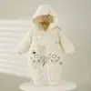 Chamarra Cortavientos Panda para Bebé Tela de Algodón Grueso Mono 3-12 Meses Cálido de Invierno con Capucha Ropa para Recién Nacidos