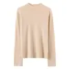 Gola alta com borda enrolada 100% cashmere puro feminino malha base camada interna macia e amiga da pele suéter básico pullover