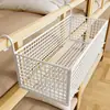 Cesta suspensa para cama de dormitório, prateleira de armazenamento ao lado da cama, organizador de cabeceira suspenso para dormitório, prateleira de armazenamento sem furos para dormitório