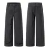 Calça Casual de Lona com Contas Lavadas Americanas Plissada Cleanfit Unissex Perna Reta Solta Design de Nicho Marca Tendência Calça de Perna Larga