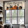 1 pieza patrón de múltiples colores patrón cortina corta cortina de cocina media cortina transfronteriza Halloween decoración ventana pequeña poliéster algodón