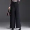 Elegantes pantalones de lana de pierna ancha para mujer, nuevo estilo otoño 2026, de cintura alta, pantalones rectos holgados con un efecto de caída adelgazante