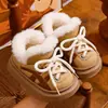 Novas Pantufas de Algodão Infantis EVA para o Inverno de 2026, Superfície de Couro, Impermeável, Pai-Filho, Antiderrapante, Quente, Sapatos de Algodão para Meninos