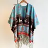 Estilo Europeo y Americano Popular Chal con Abertura de Imitación Cachemira de Reno para Mujer Navidad Cálido Grueso Doble Cara Chal al por Mayor