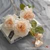Rosa artificial de 5 cabezas rosa laifei flor guía para camino de boda peonía decoración para el hogar rosa camelia comercio exterior flor de seda falsa