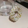 Pulseira Aberta de Duas Camadas com Pérolas e Cristais de Diamante, Pulseira Retrô, Elegante, Exquisita e Versátil, Pulseira de Nicho de Luxo Leve