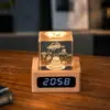 Luz Noturna de Cristal para Relógio Cubo de Nuvem Ornamento de Mesa Luminária de Cabeceira Árvore de Cristal Presente de Natal para Meninas Transfronteiriço