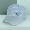Gorra de Mujer Estilo Coreano Moderna Versátil Gorra de Malla Primavera Verano Protector Solar Sombrero para el Sol Gorra de Béisbol con Lentejuelas Moda
