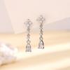 Aretes de Trébol de Cuatro Hojas Gota de Agua Zircón Estilo de Chica Dulce Europeo y Americano Diamante Redondo Flor de Cuatro Pétalos de la Suerte Aretes de Borla