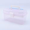 Caja de herramientas portátil pequeña de plástico transparente al por mayor de fábrica, caja de almacenamiento doble para pintura artística, caja de herramientas para decoración de uñas