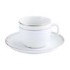 Taza de café y platillo de cerámica, juego simple de taza de té con leche de línea de oro blanco puro, taza de café para entretenimiento de oficina, taza de té de la tarde