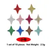 Mil Vitórias Bordado Computadorizado Multicor Glitter Estrela de Quatro Pontas Tecido Bordado Patch Adesivo Termofusível Roupas Acessórios para Bagagem Patch Decorativo