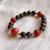 Pulseira Personalizada de Pedra Natural e Contas de Vidro Madeira de Agarwood Contas Lacadas Tendência Nacional Pulseira de Nicho Estilo Zen Joia de Mão Atacado